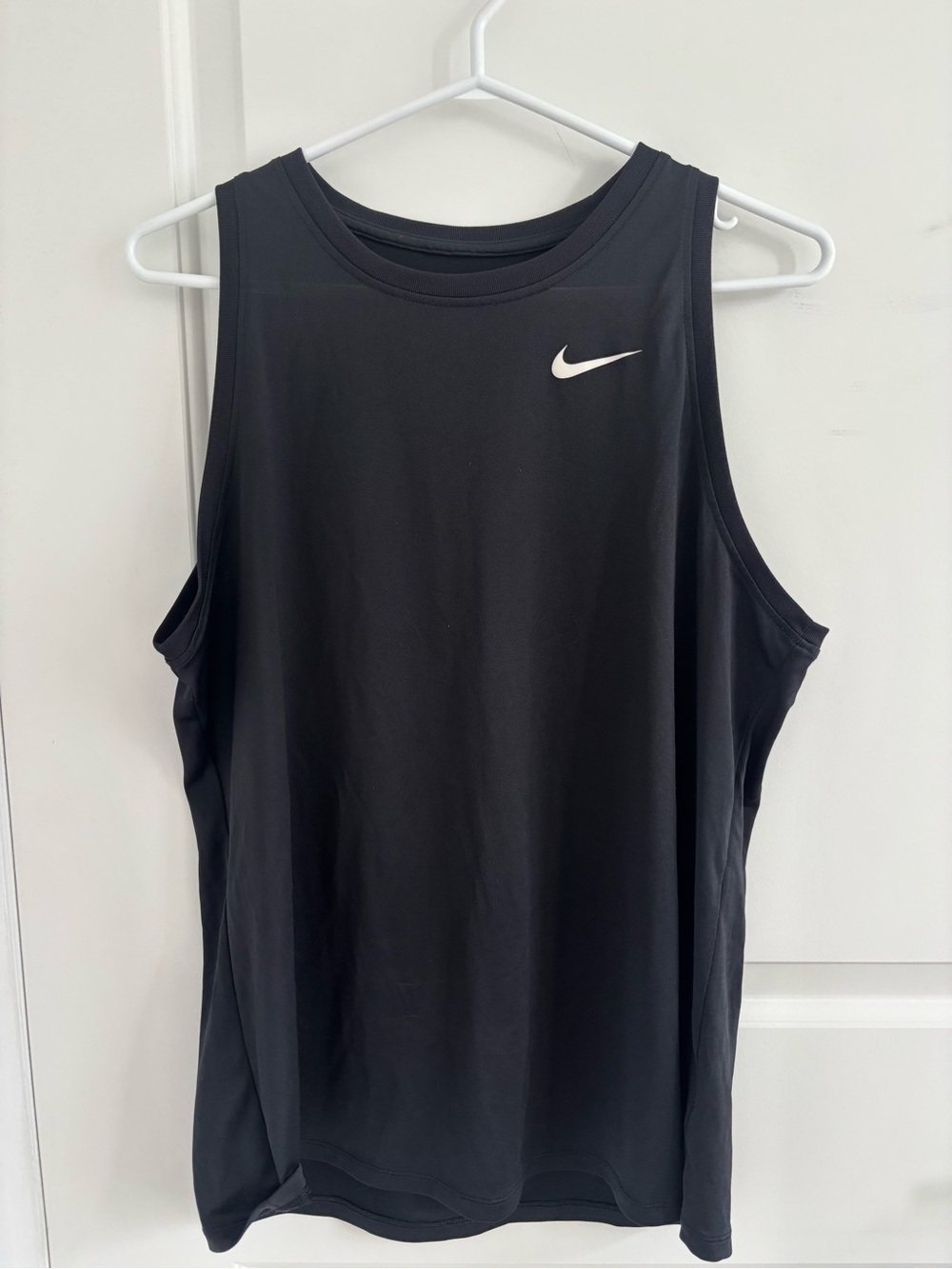 Nike Black Athletic Sleeveless Training Tank with White Swoosh